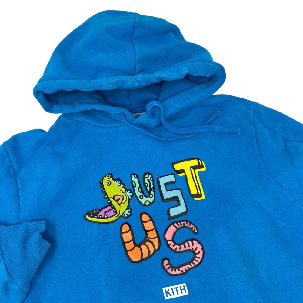 KITH x RUGRATS "Just Us" Reptar Bright Blue Hoodie Sweatshirt XS
